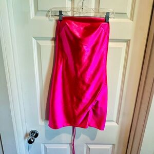 Vibrant Pink Satin Mini Dress